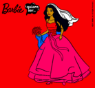 Dibujo Barbie vestida de novia pintado por hijk