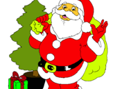 Dibujo Santa Claus y un árbol de navidad pintado por bbbhd