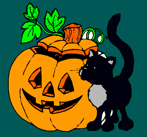 Calabaza y gato