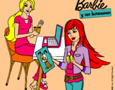 Dibujo Barbie y su hermana merendando pintado por 000000000000