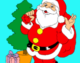 Dibujo Santa Claus y un árbol de navidad pintado por ponjosito120