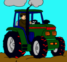 Dibujo Tractor en funcionamiento pintado por deimi