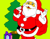 Dibujo Santa Claus y un árbol de navidad pintado por pons