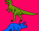 Dibujo Triceratops y tiranosaurios rex pintado por mmgv 
