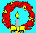 Dibujo Corona de navidad y una vela pintado por mitchelle