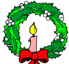 Dibujo Corona de navidad y una vela pintado por marinasuarez