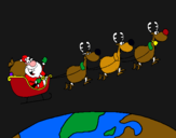 Dibujo Papa Noel repartiendo regalos 3 pintado por Hyuuga