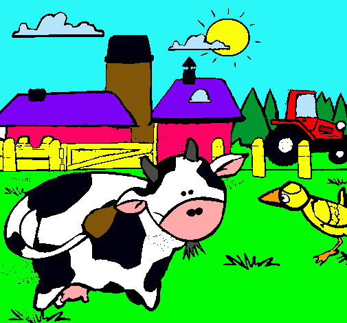 Vaca en la granja