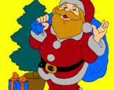 Dibujo Santa Claus y un árbol de navidad pintado por jimenalisss