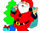 Dibujo Santa Claus y un árbol de navidad pintado por aldanaavatar