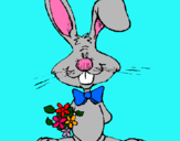 Dibujo Conejo con ramo de flores pintado por GLENIS