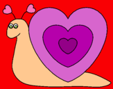 Dibujo Caracol corazón pintado por mansana