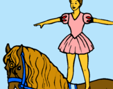 Dibujo Trapecista encima de caballo pintado por perrii