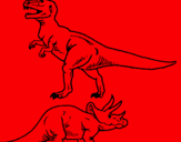 Dibujo Triceratops y tiranosaurios rex pintado por los3cochinit