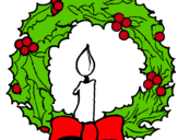 Dibujo Corona de navidad y una vela pintado por guir