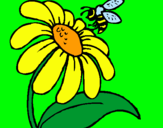 Dibujo Margarita con abeja pintado por  YELLOW