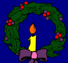 Dibujo Corona de navidad y una vela pintado por saira