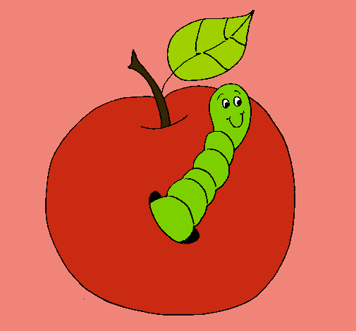 Manzana con gusano