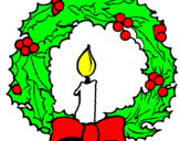 Dibujo Corona de navidad y una vela pintado por Sanamaria