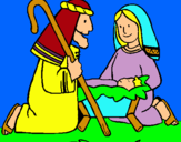 Dibujo Adoran al niño Jesús pintado por magaly44