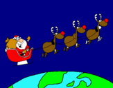 Dibujo Papa Noel repartiendo regalos 3 pintado por tanausu