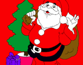 Dibujo Santa Claus y un árbol de navidad pintado por MERALY 