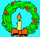 Dibujo Corona de navidad y una vela pintado por cangrajita4