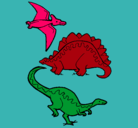 Dibujo Tres clases de dinosaurios pintado por cristiana