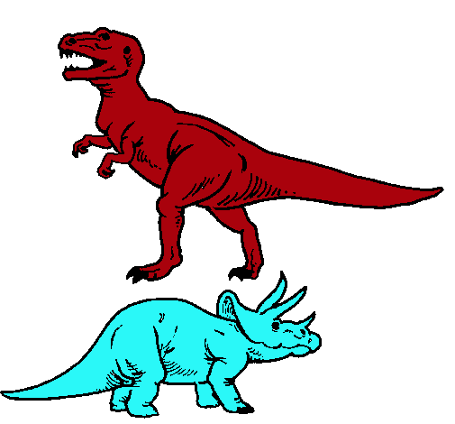 Dibujo Triceratops y tiranosaurios rex pintado por kedamero