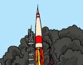 Dibujo Lanzamiento cohete pintado por guardar