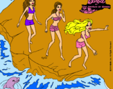 Dibujo Barbie y sus amigas en la playa pintado por meeeee