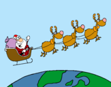 Dibujo Papa Noel repartiendo regalos 3 pintado por guadacande