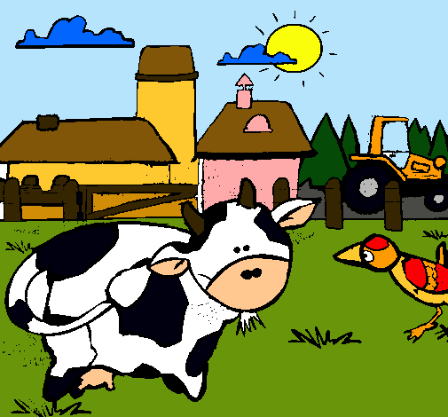 Vaca en la granja