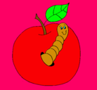 Dibujo Manzana con gusano pintado por Yazuri