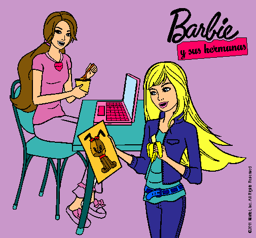 Barbie y su hermana merendando