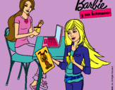 Dibujo Barbie y su hermana merendando pintado por ruperta