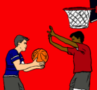 Dibujo Jugador defendiendo pintado por baloncesto