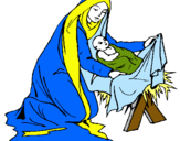 Dibujo Nacimiento del niño Jesús pintado por esdras