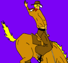 Dibujo Vaquero en caballo pintado por hors