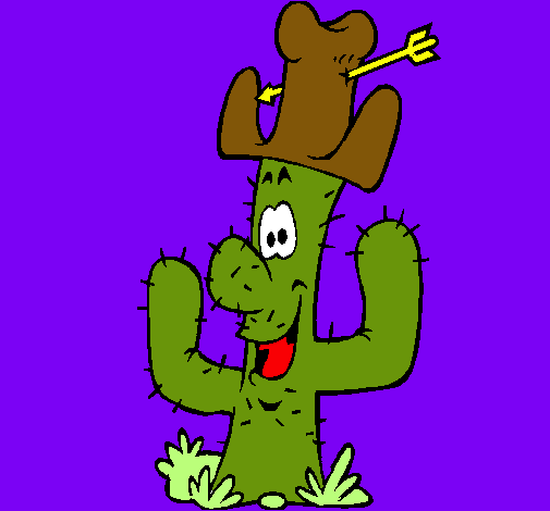 Dibujo Cactus con sombrero pintado por NatyXD