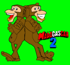 Dibujo Madagascar 2 Manson y Phil 2 pintado por monos