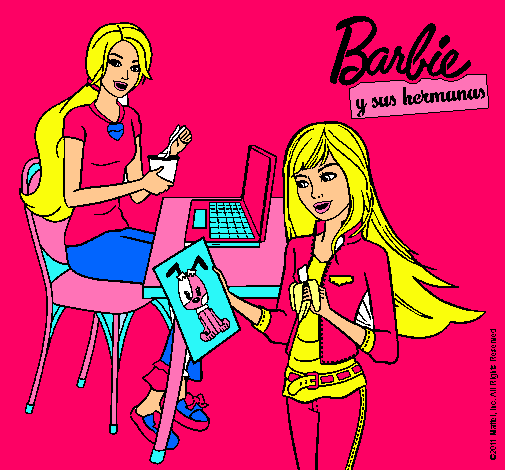 Barbie y su hermana merendando