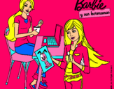 Dibujo Barbie y su hermana merendando pintado por FULFINO