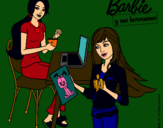 Dibujo Barbie y su hermana merendando pintado por Crisin