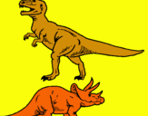 Dibujo Triceratops y tiranosaurios rex pintado por julia6