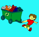 Dibujo Niño reciclando pintado por MARIOS