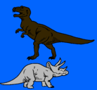 Dibujo Triceratops y tiranosaurios rex pintado por u7t7t
