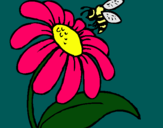 Dibujo Margarita con abeja pintado por brizi