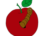 Dibujo Manzana con gusano pintado por Xikitv