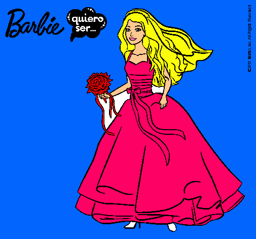 Dibujo Barbie vestida de novia pintado por claudia159